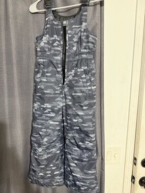 Eddie Bauer Gray Geometric Kids Snow Overalls